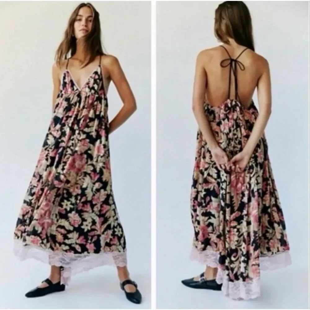 Free people size XL primmy floral maxi dress vacation flowy - NWT